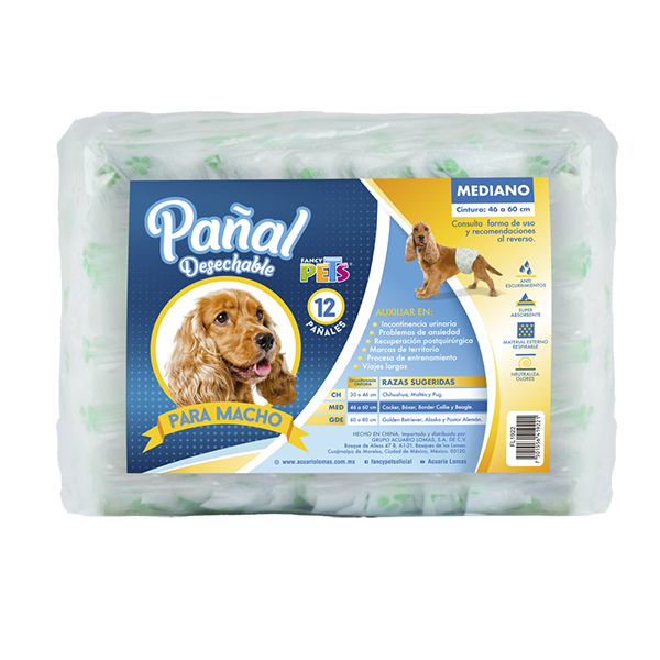 Pañales para perro para macho 12 Piezas