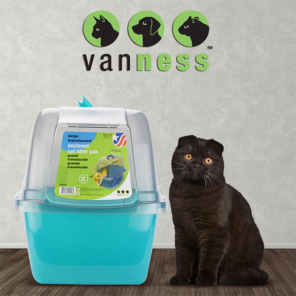 Arenero grande traslucido cubierto para gato