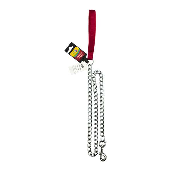 Correa roja con cadena metalica (4.0 MM) 120 CM