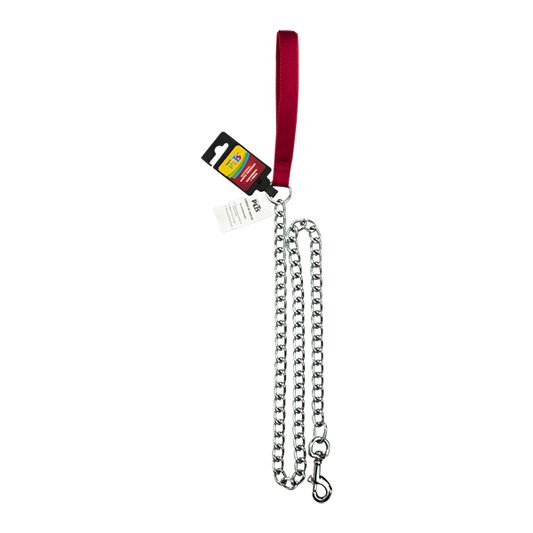 Correa roja con cadena metalica (4.0 MM) 120 CM