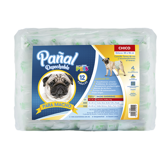 Pañales para perro para macho 12 Piezas